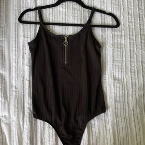 ASOS Black Zipper Detail Bodysuit